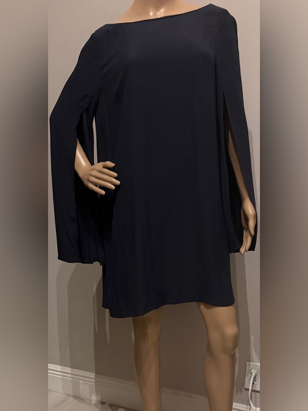 Free People Some Like It Hot Navy Slit Cape Sleeve Dress